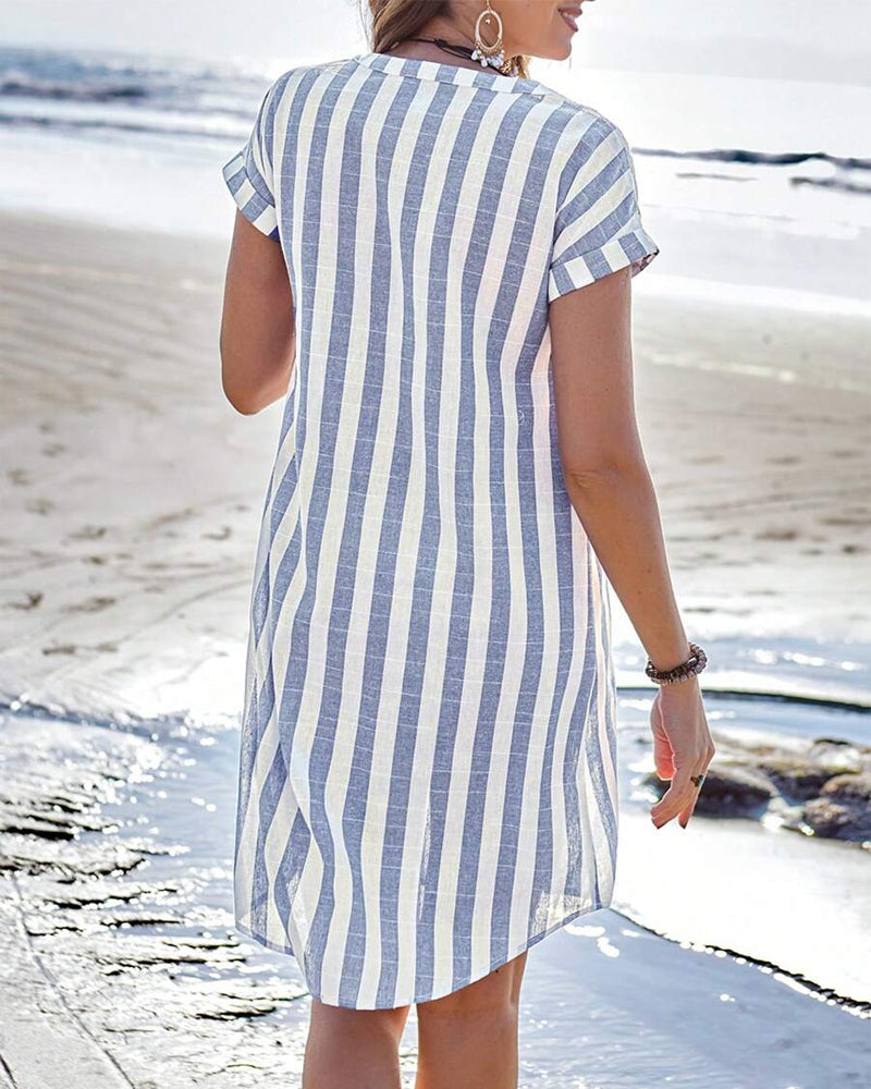 Ambre | Robe Chemise Élégante à Rayures pour Femmes, Confort et Style Quotidien