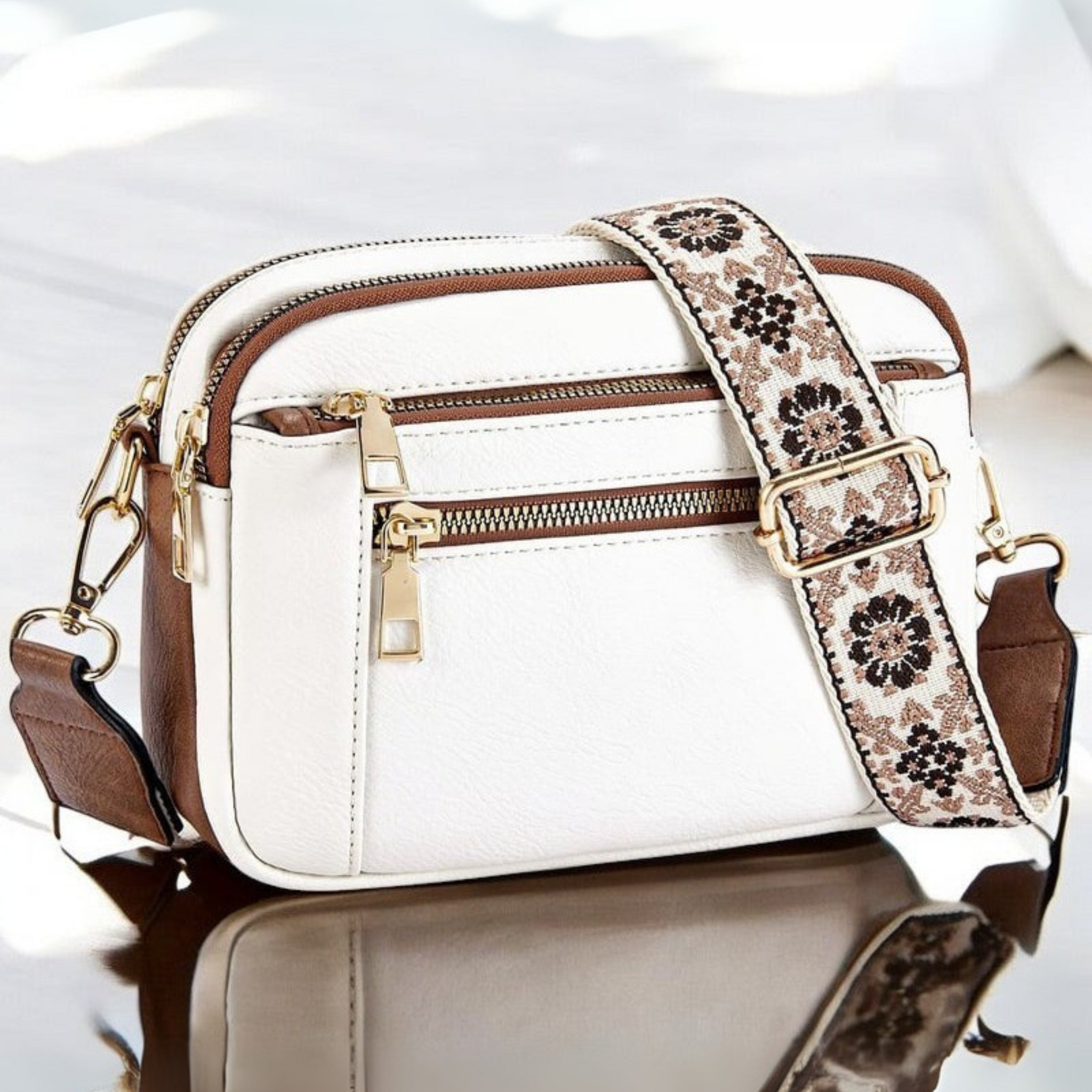 Camille | Sac à Bandoulière en Cuir Élégant pour Femme avec Compartiments Pratiques