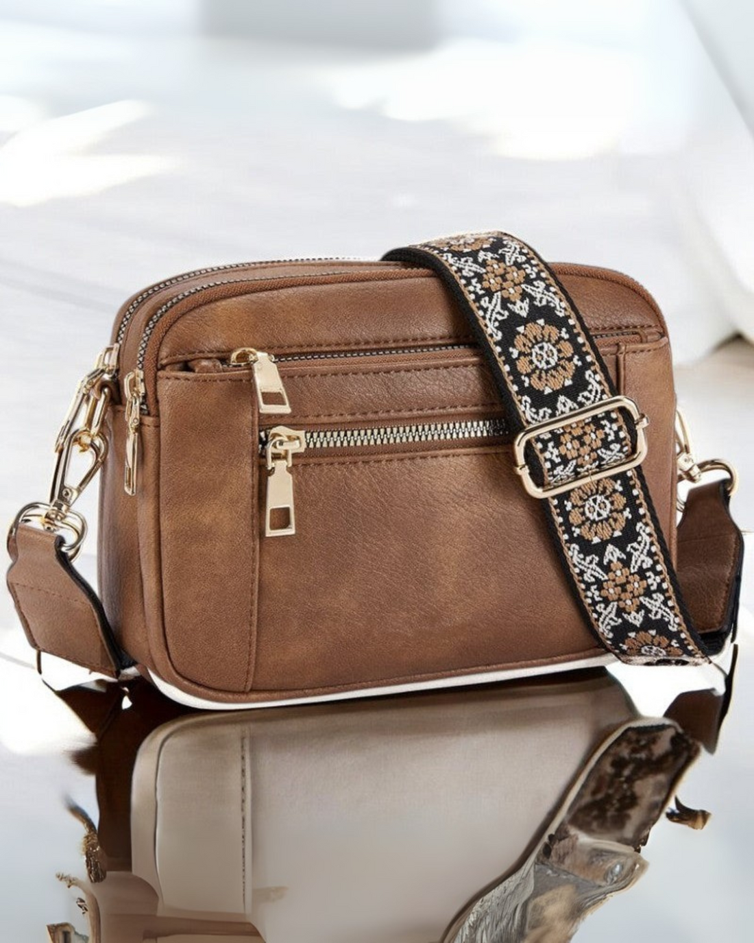 Camille | Sac à Bandoulière en Cuir Élégant pour Femme avec Compartiments Pratiques