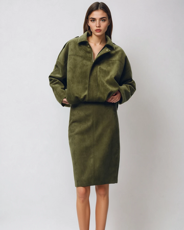Jade | Veste Pilote en Suède à Manches Batwing pour Femmes