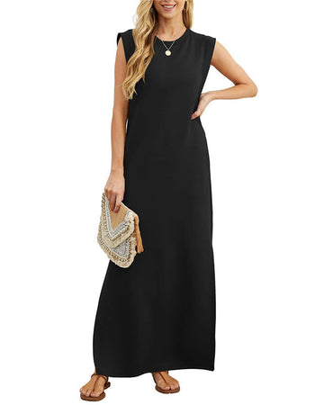 Anaïs | Élégante Robe Maxi Sans Manches pour Femmes avec Fente Latérale.