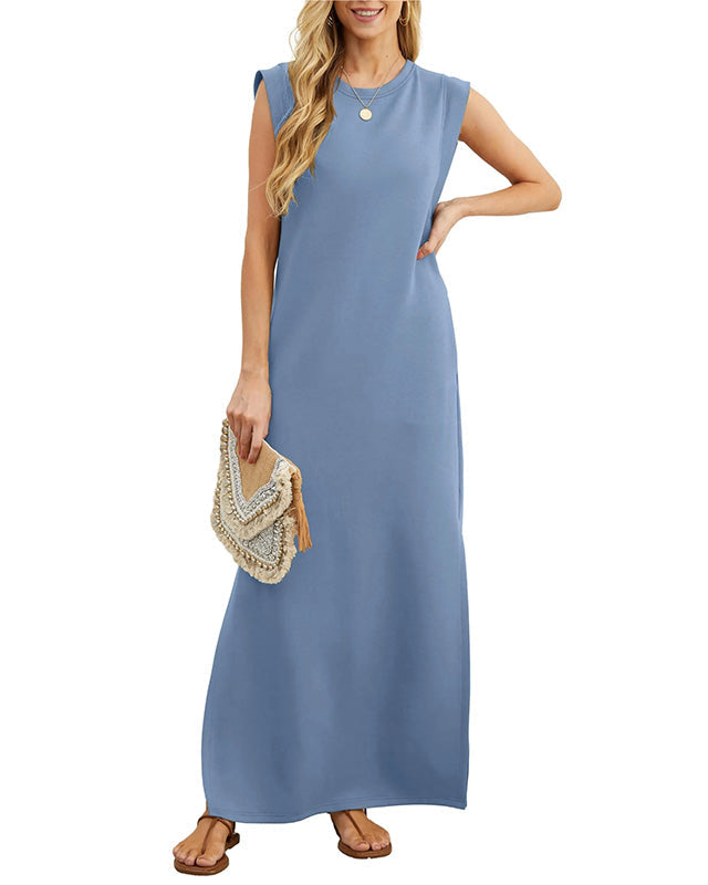 Anaïs | Élégante Robe Maxi Sans Manches pour Femmes avec Fente Latérale.