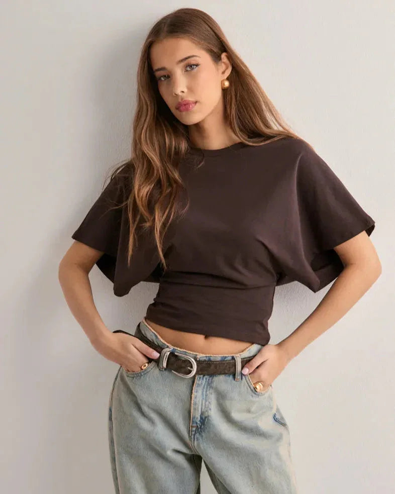 Clara | Haut Court Ajusté à Manches Amples pour Femmes Chic et Élégant