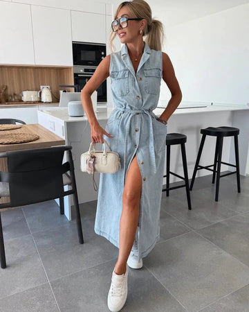 Manon | Robe Maxi en Denim Élégante et Polyvalente pour Femmes