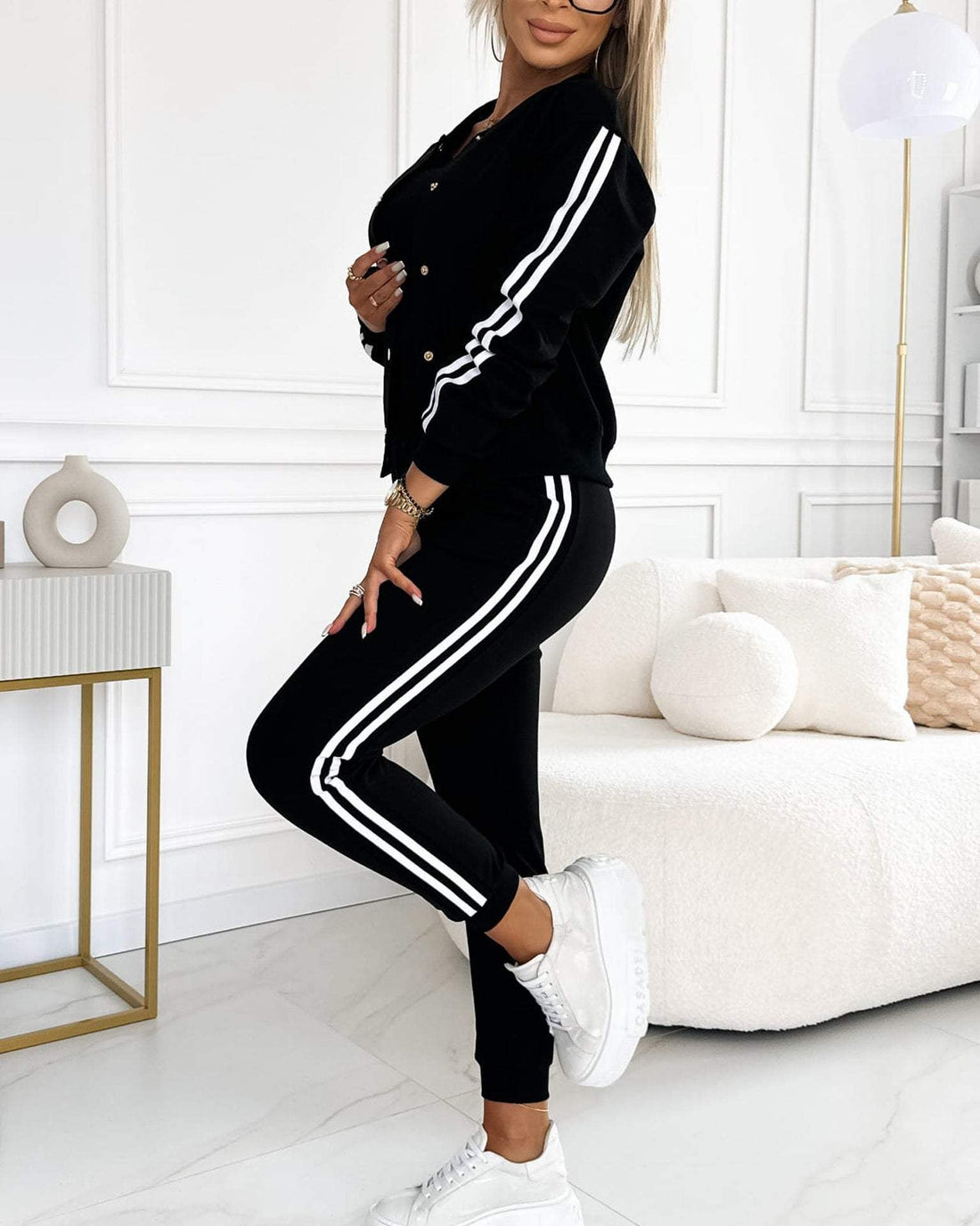 Sophie | Ensemble Sportif à Rayures avec Veste et Jogging pour Femmes
